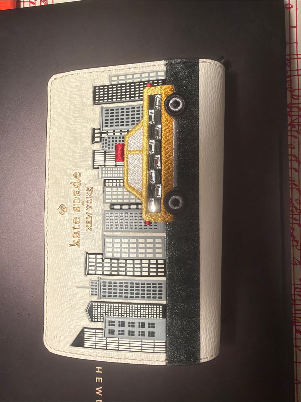 kate spade White New York City Skyline Taxi Wallet